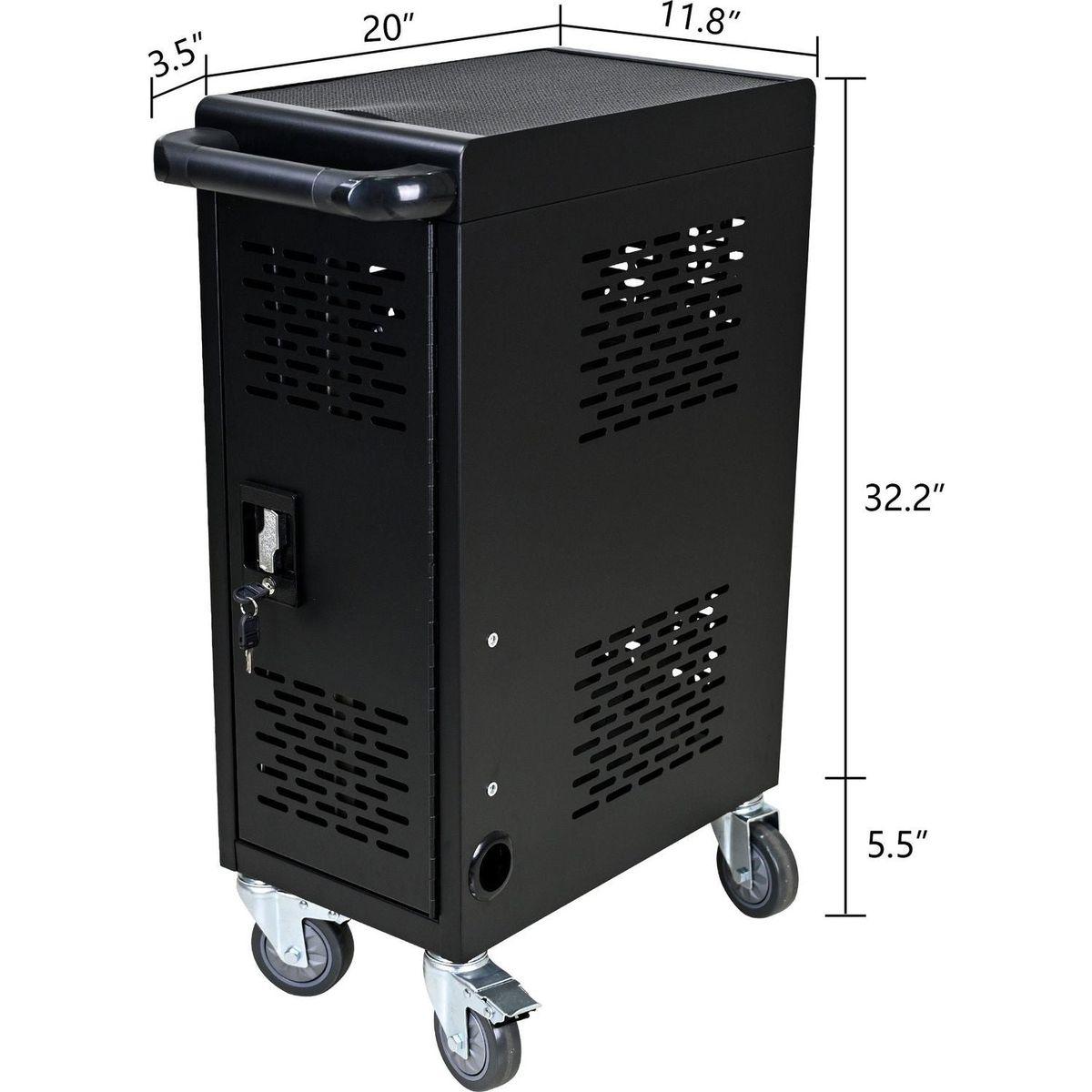 16-Compartment Removable Locking Charging Cabinet for Laptop, Chromebook-Black