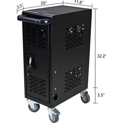 16-Compartment Removable Locking Charging Cabinet for Laptop, Chromebook-Black