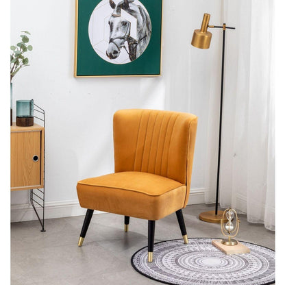 Elon Contemporary Velvet Upholstered Accent Chair, Gold