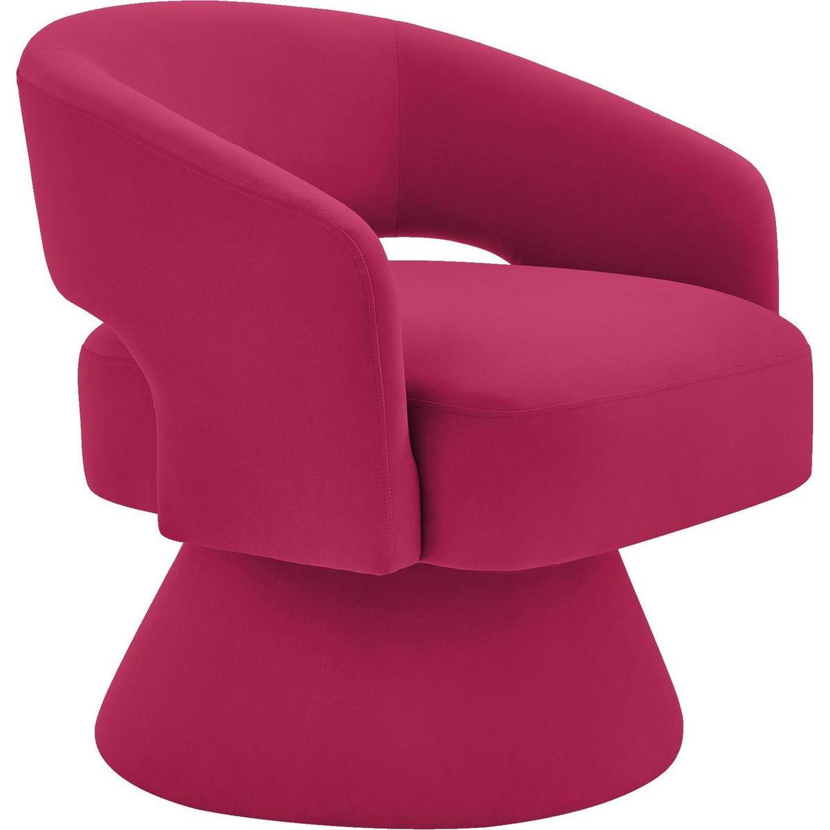 Modern Swivel Barrel Chair, Upholstered Velvet Round Accent Chairs,360 Degree Comfy Swivel Chair with Open Backrest, Single Chair Armchair for Living Room Bedroom, Homerest, Rose Pink