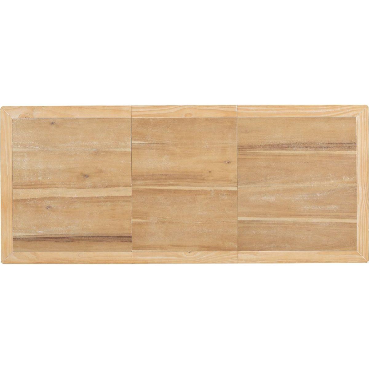 Vintage Traditional 7-Piece 82.7inch Extendable Dining Table Set with 23.6inch Removable Leaf, 4 Serrated Back Chairs and 2 Upholstered Back Dining Chairs for 6, Natural