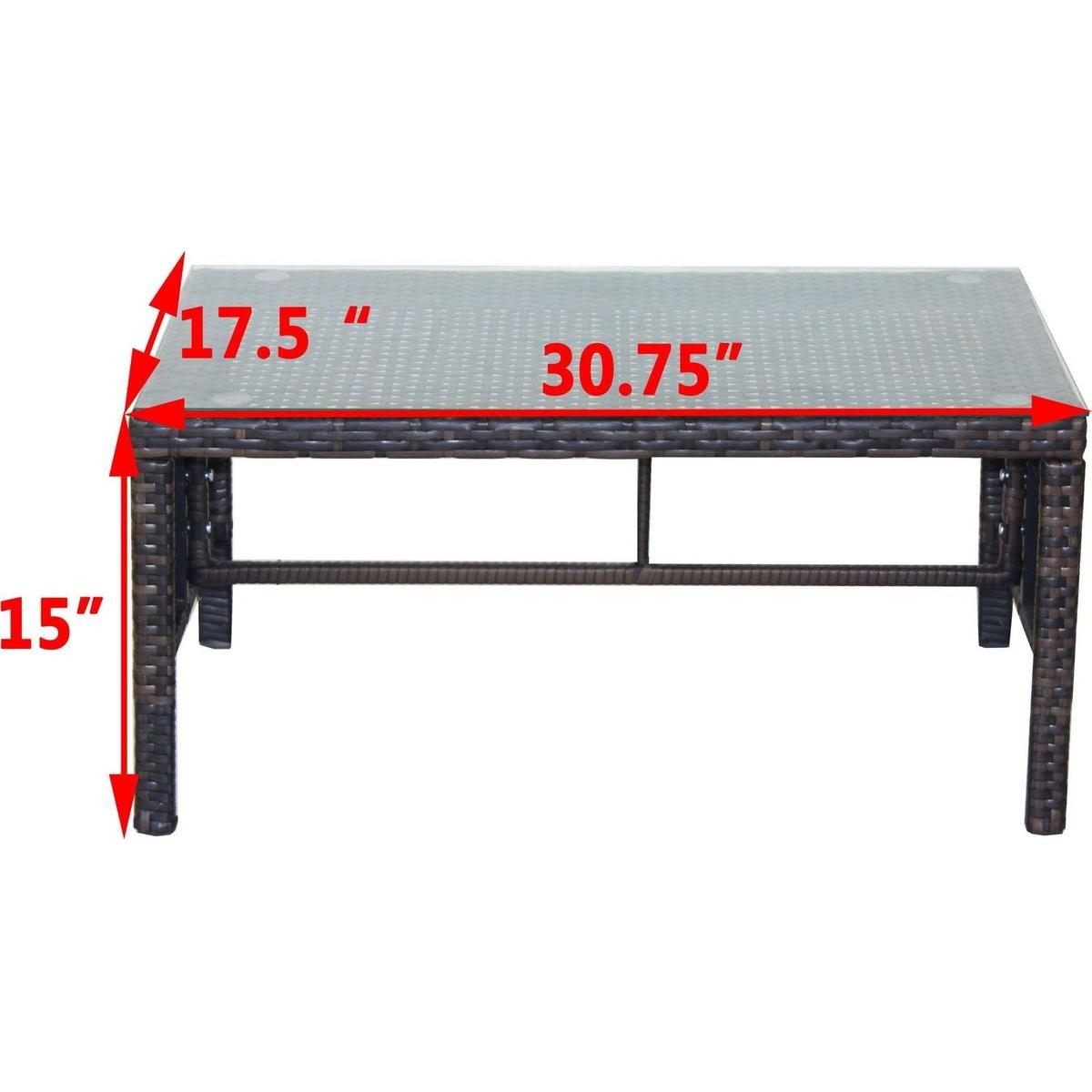 Outdoor patio Furniture 1 Coffee Table with clear tempered glass