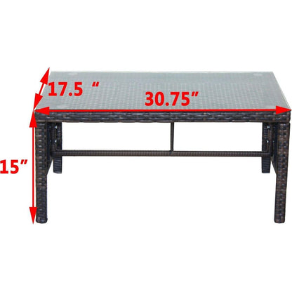 Outdoor patio Furniture 1 Coffee Table with clear tempered glass