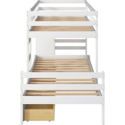 Twin over Twin Loft Bunk Bed with Drawers and Ladder, Gray