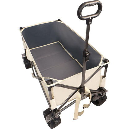 Folding Wagon, Heavy Duty Utility Beach Wagon Cart for Sand with Big Wheels, Adjustable Handle&Drink Holders for Shopping, Camping,Garden and Outdoor