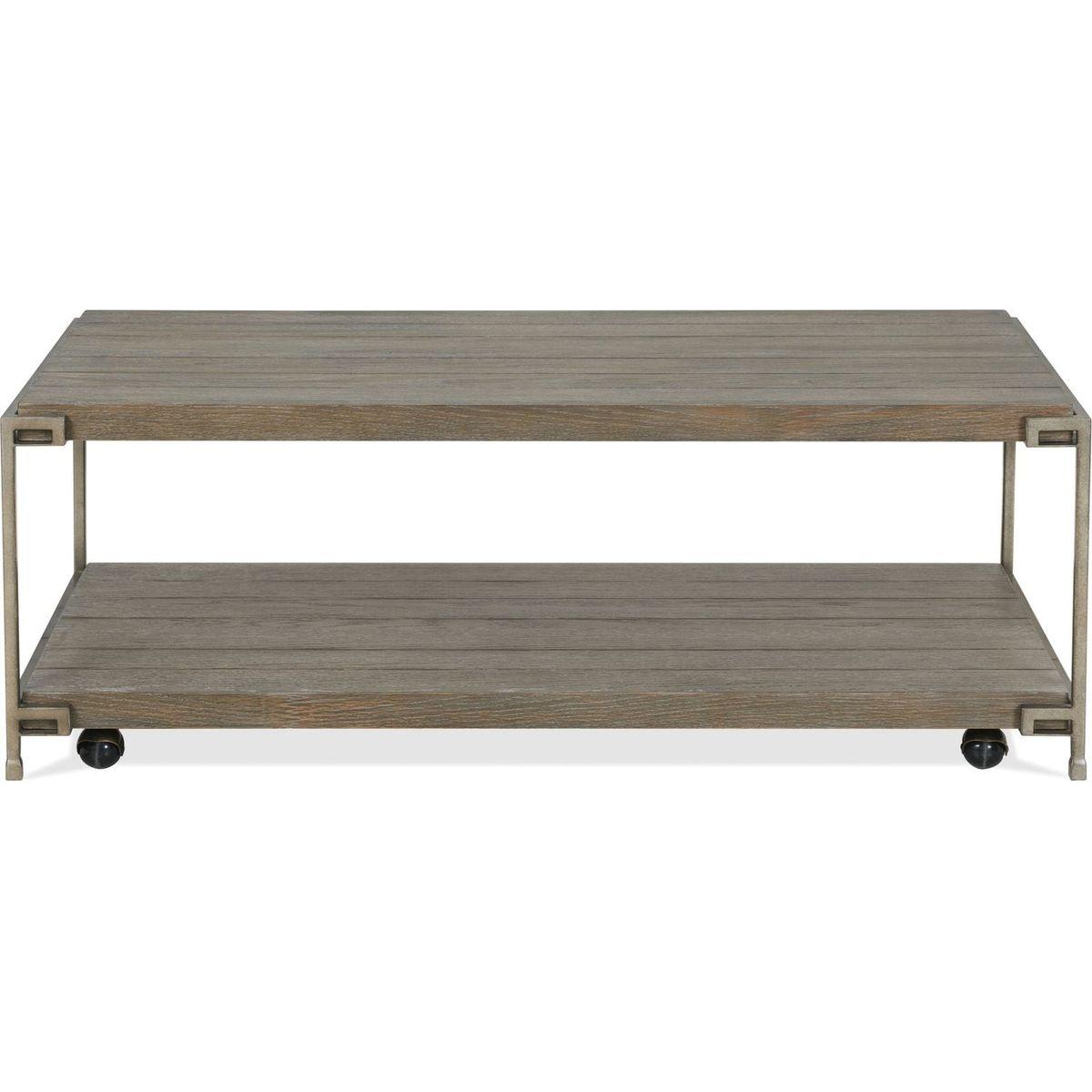 Corbeta Metal Frame Wood Living Room Coffee Table with Casters