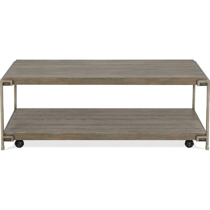 Corbeta Metal Frame Wood Living Room Coffee Table with Casters