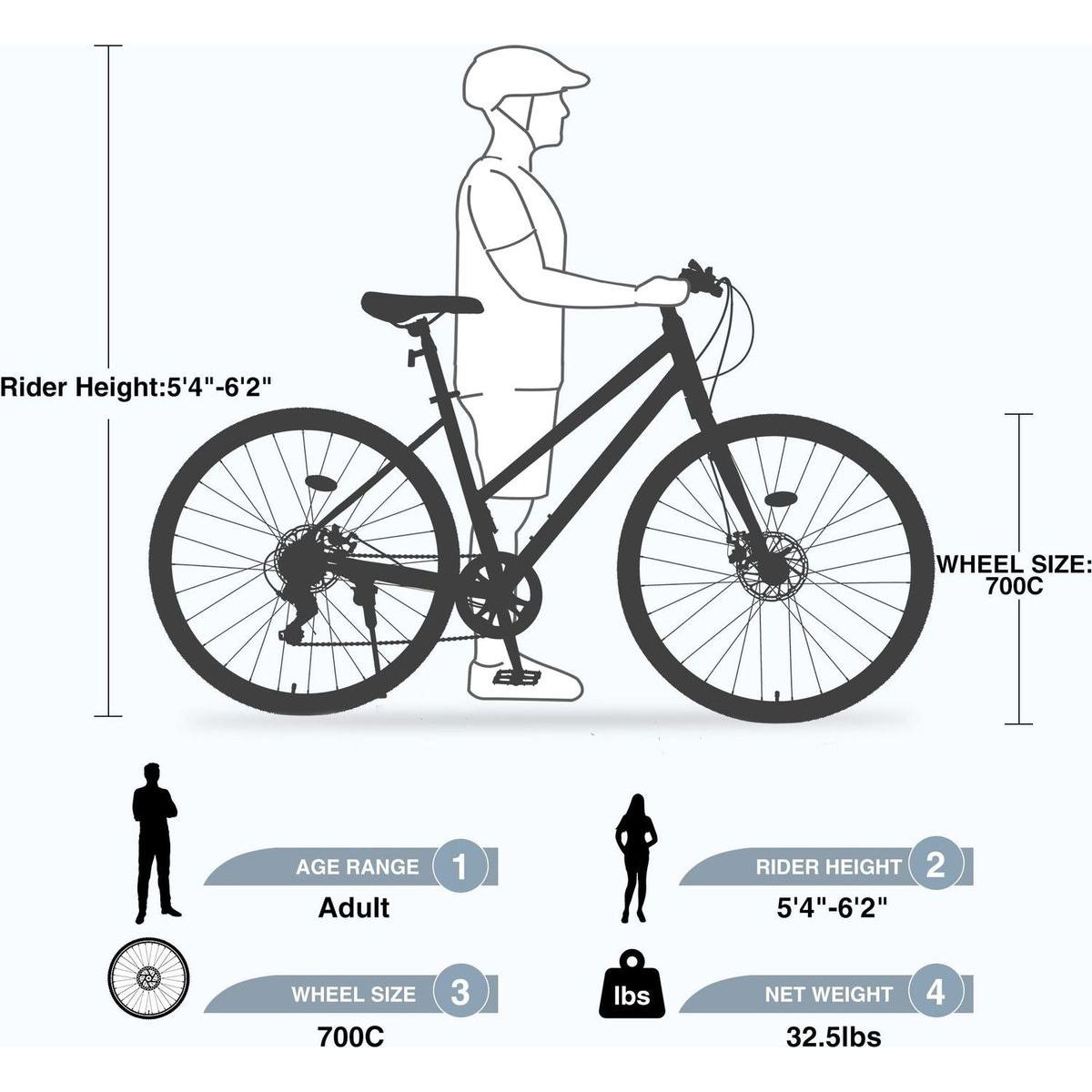 7 Speed Hybrid bike Disc Brake 700C Road Bike For men women's City Bicycle