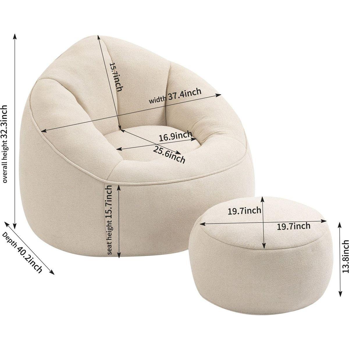 Bedding Bean Bag Sofa Chair High Pressure Foam Bean Bag Chair Adult Material with Padded Foam Padding Compressed Bean Bag With Footrest
