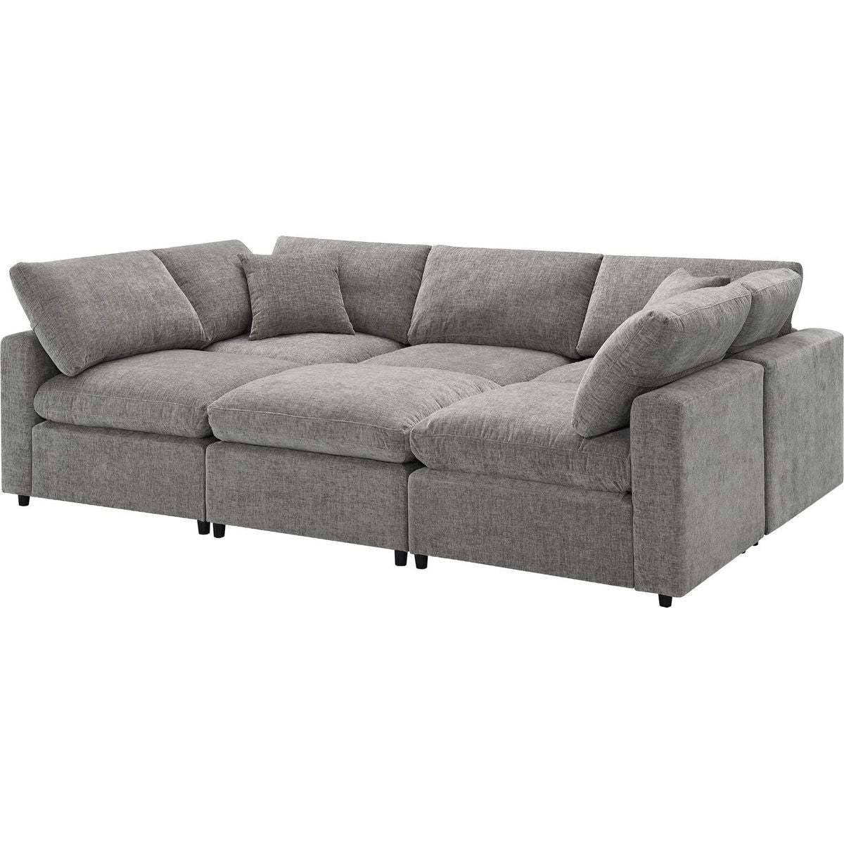 130x65" Modern Modular Cloud Sofa Bed, 6 Seat Chenille Sectional Couch Set with Ottoman,Free Combination,Convertible U Shaped Sleeper Sofa for Living Room, Apartment, 3 Colors