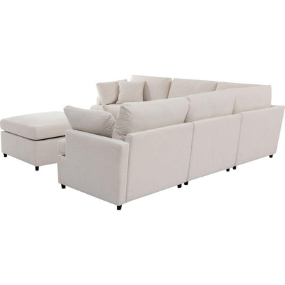 Modern Large U-Shape Sectional Sofa, with Removable Ottomans for Living Room (6-Seater)