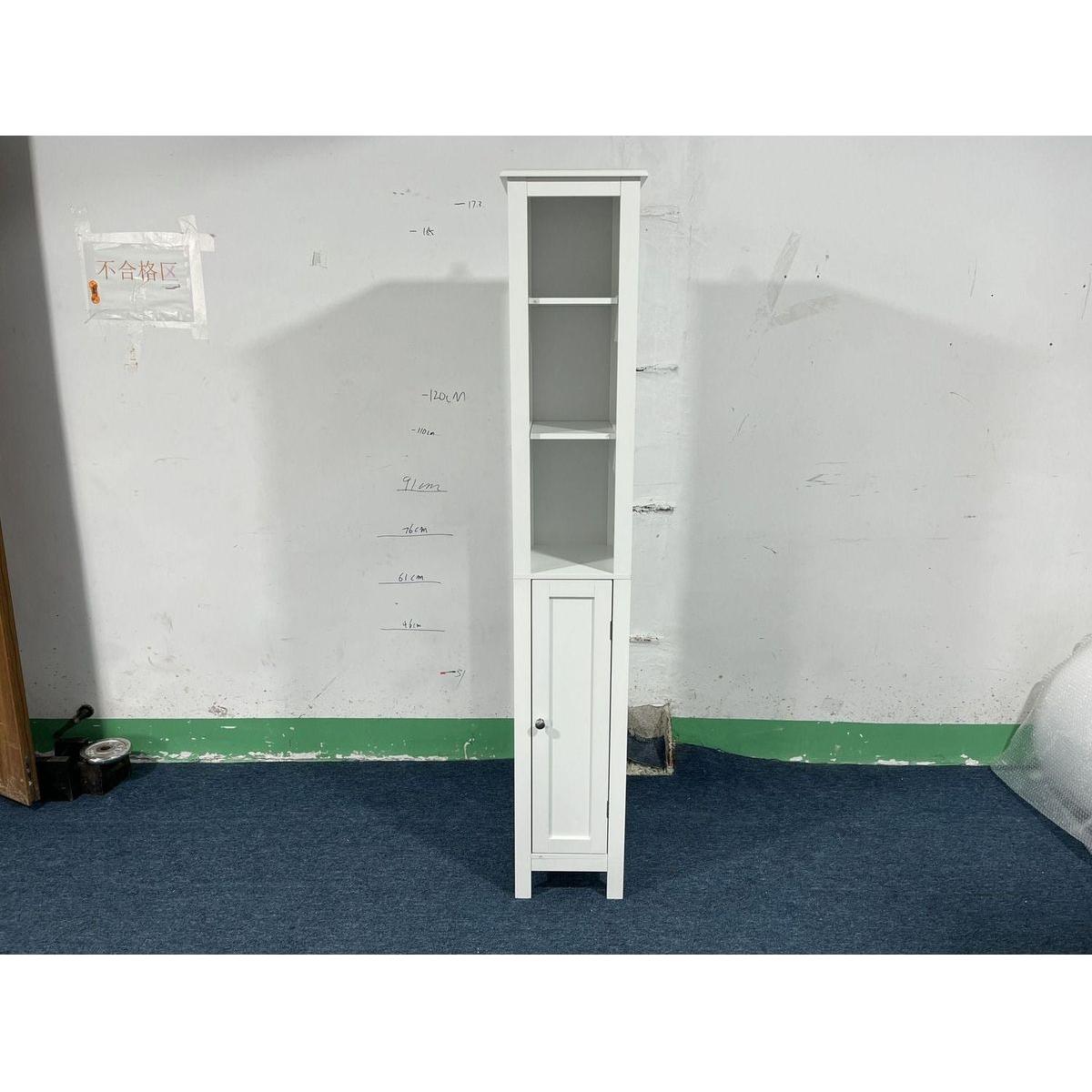 66.92" Tall Bathroom Storage Cabinet with Adjustable Shelves,1 Doors Freestanding Cabinet with Anti-Tip, Open compartments, for Home, Small Spaces, Bathroom,Kitchen, Living Room, White