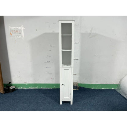 66.92" Tall Bathroom Storage Cabinet with Adjustable Shelves,1 Doors Freestanding Cabinet with Anti-Tip, Open compartments, for Home, Small Spaces, Bathroom,Kitchen, Living Room, White