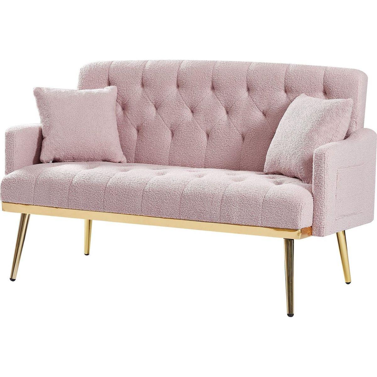 PINK TEDDY FABRIC 2 SEATER SOFA