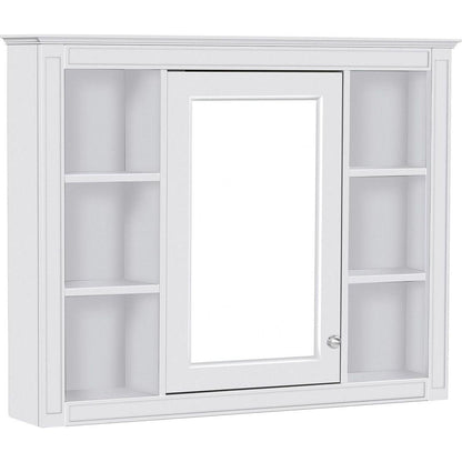 35" x 27.5" Medicine Cabinet, Wall Mounted Bathroom Storage Cabinet, Modern Bathroom Wall Cabinet with Mirror, Mirror Cabinet with 6 Open Shelves (Not Include Bathroom Vanity)