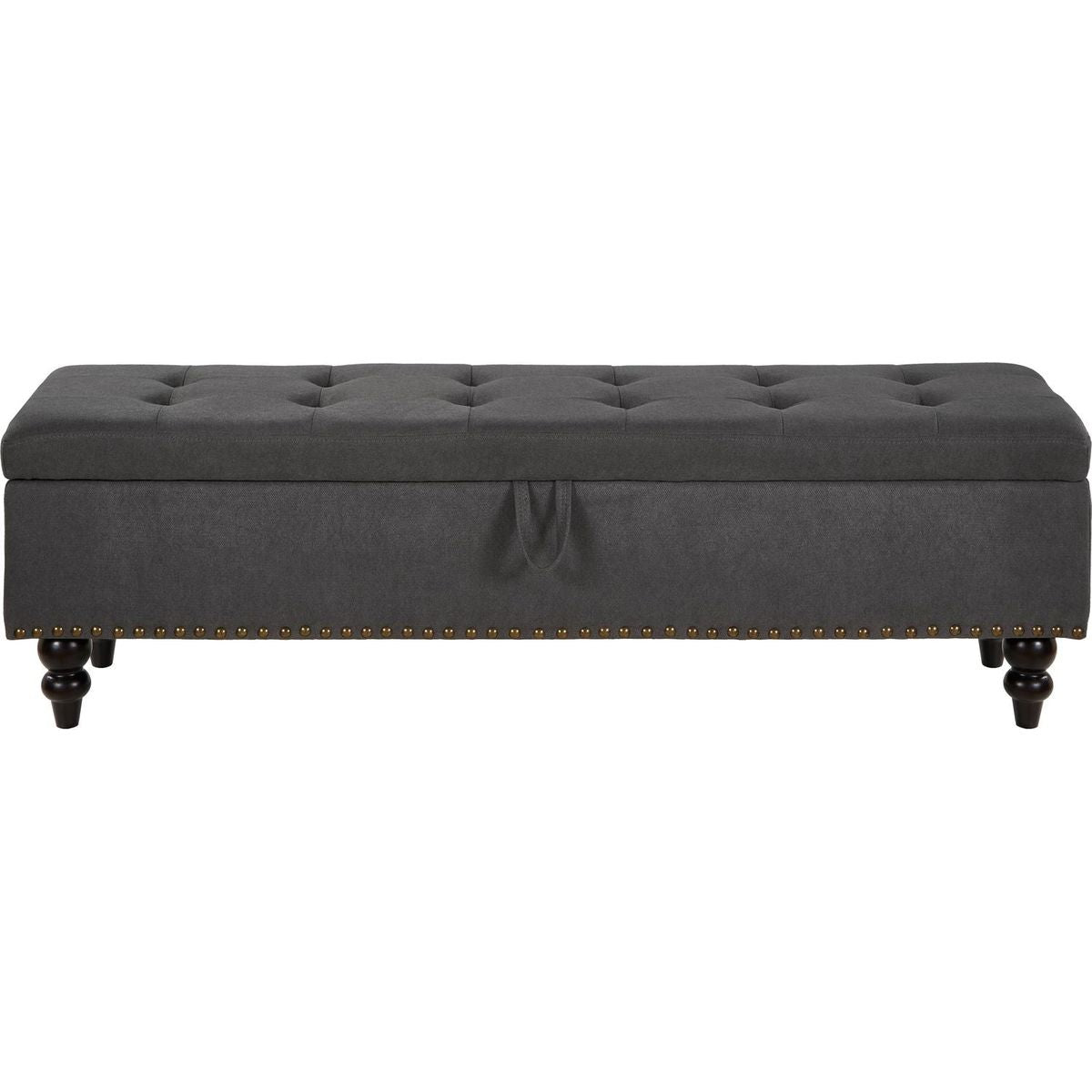 59" Bed Bench with Storage Grey Fabric