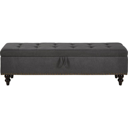 59" Bed Bench with Storage Grey Fabric