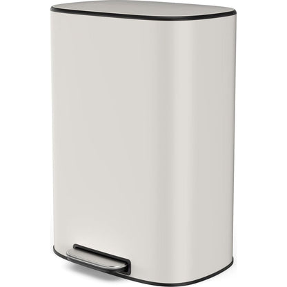 13 Gallon 50L Kitchen Foot Pedal Operated Soft Close Trash Can - Stainless Steel Ellipse Bustbin - White