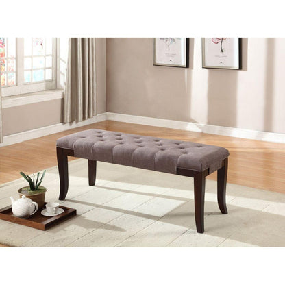 Linon Tufted Bench, Fabric, Brown