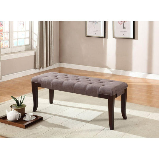 Linon Tufted Bench, Fabric, Brown
