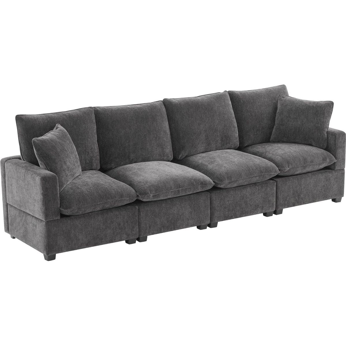 110x29" Modern Modular Sofa, 4 Seat Chenille Sectional Couch Set with 2 Pillows Included, Freely Combinable Indoor Funiture for Living Room, Apartment, Office, 2 Colors