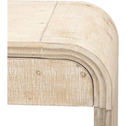 Unique Retro Silhouette Console Table with Open Style, Two Top Drawers for Entrance, Dining Room, Living Room (Natural Wood Wash)