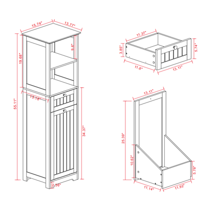 One-Compartment One-Drawer Tilt-Out Laundry Sorter Cabinet - White
