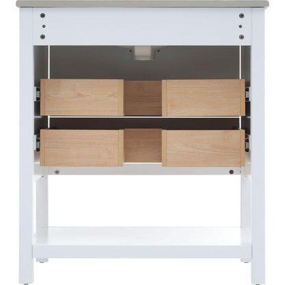 Modern 30inch Navy Blue/White Bathroom Vanity Cabinet Combo with Open Storge, Two Drawers