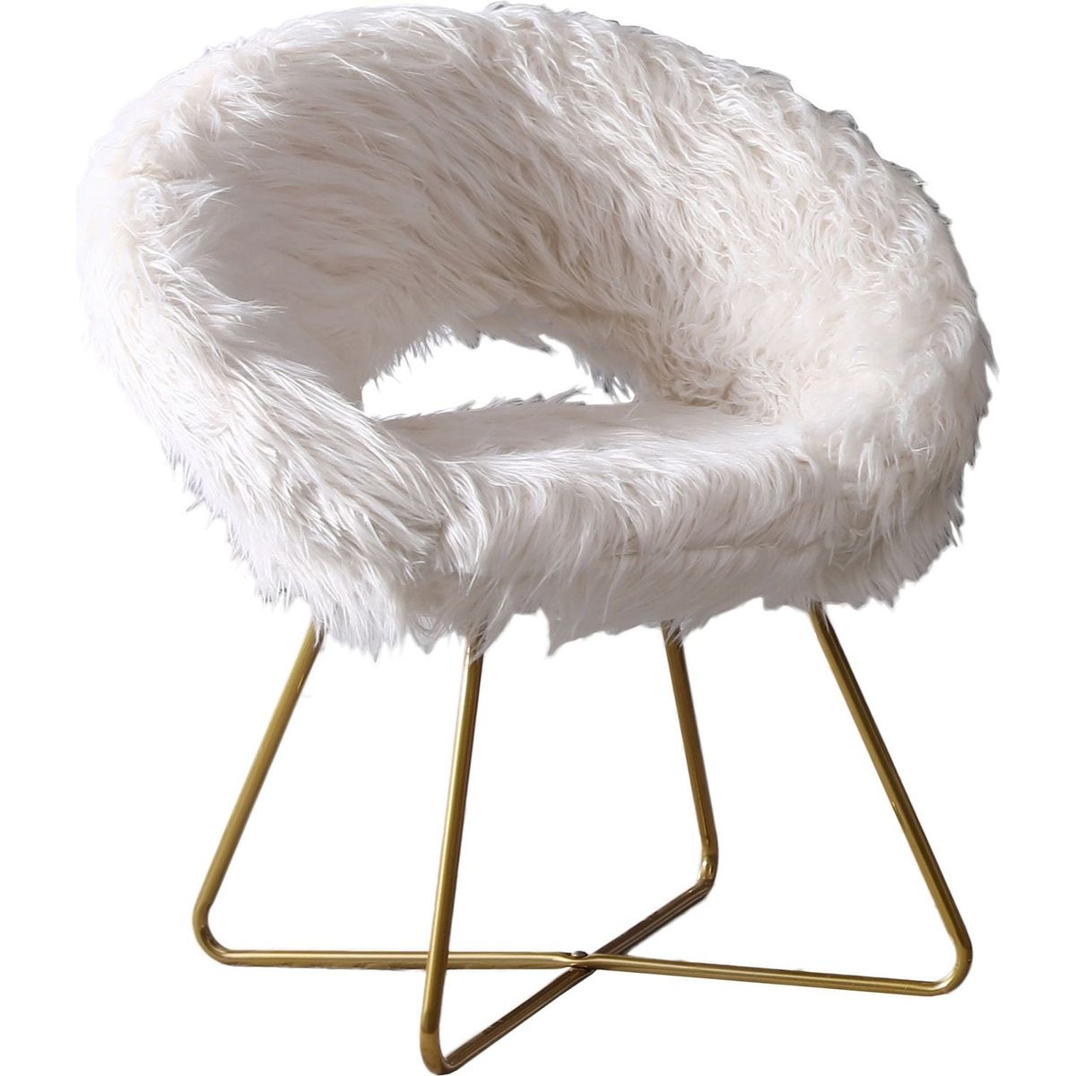Slatina Faux Fur Upholstered Accent Chair, White