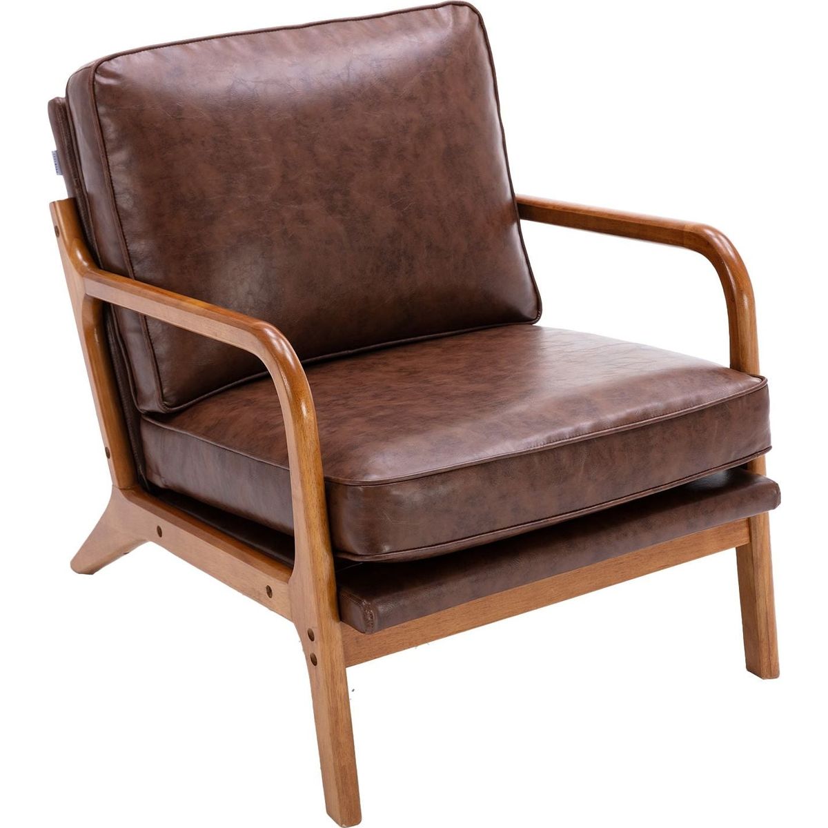 Wood Frame Armchair, Modern Accent Chair Lounge Chair for Living Room