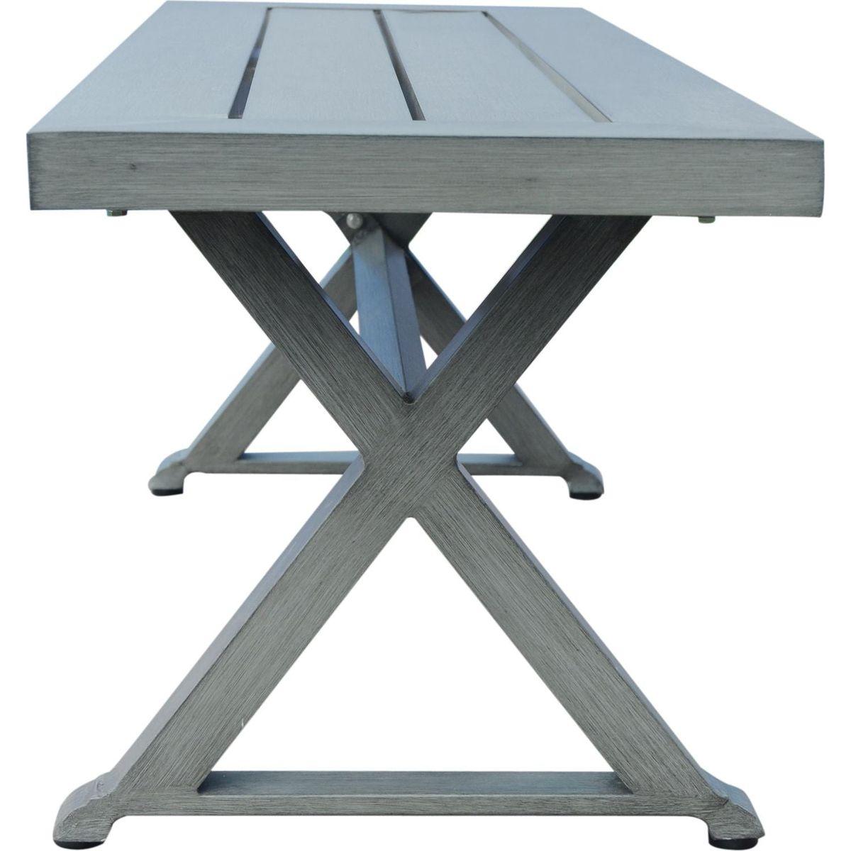 Modern Outdoor Aluminum Dining Bench, Dark Gray