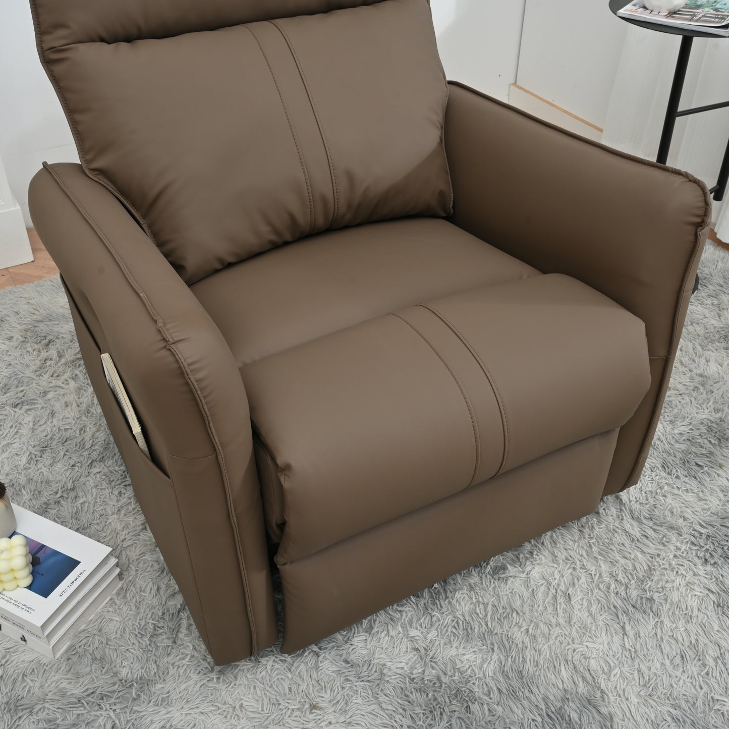 270 Power Swivel Rocker Recliner Chair, Electric Glider Reclining Sofa with USB Ports, Power Swivel Glider, Rocking Chair Nursery Recliners for Living Room Bedroom(Brown)