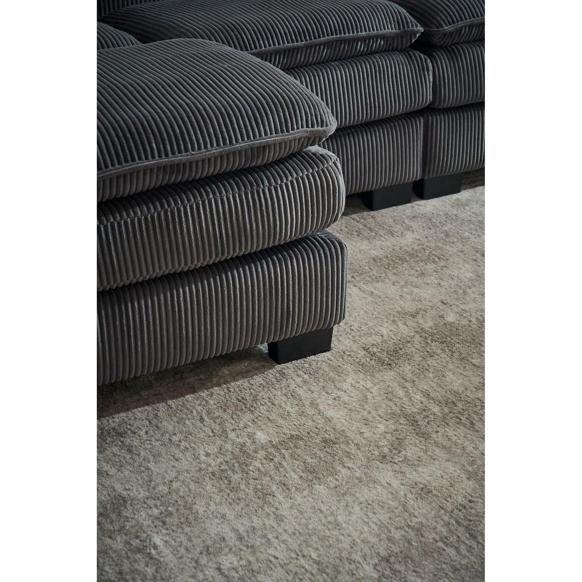 Modern U Shaped 6-seat Sectional Sofa Couch with one Ottoman and three toss pillows, Modular Sofa for Living Room,Corduroy sofa