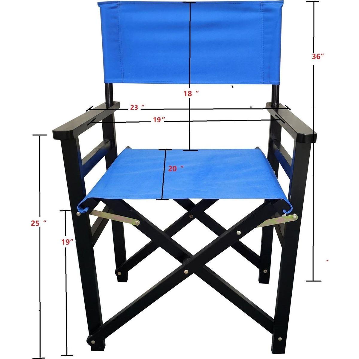 Folding Chair Wooden Director Chair Canvas Folding Chair Folding Chair 2pcs/set populus + Canvas (Color : Blue)