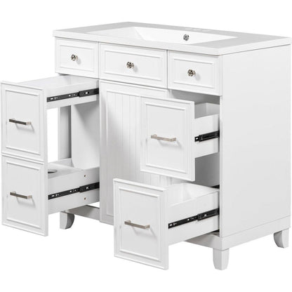 36" Bathroom Vanity Cabinet with Sink Top Combo Set,White,Single Sink,Shaker Cabinet with Soft Closing Door and Drawer