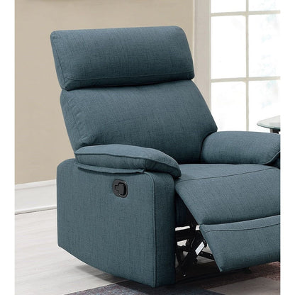 Dark Blue Burlap Fabric Recliner Motion Recliner Chair 1pc Couch Manual Motion Living Room Furniture