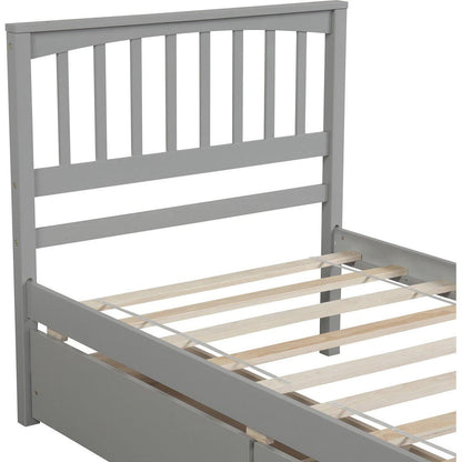 Twin size Platform Bed with Two Drawers, Gray