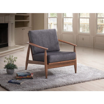 Alisa Accent Chair, Charcoal Fabric & Brown Finish