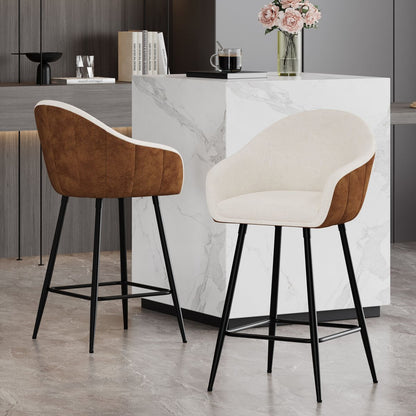 26.5'' Modern - Style counter height bar stools, with comfortable upholstery,durable metal legs ensure stability, enhance the decor of your kitchen or dining area.--Brown