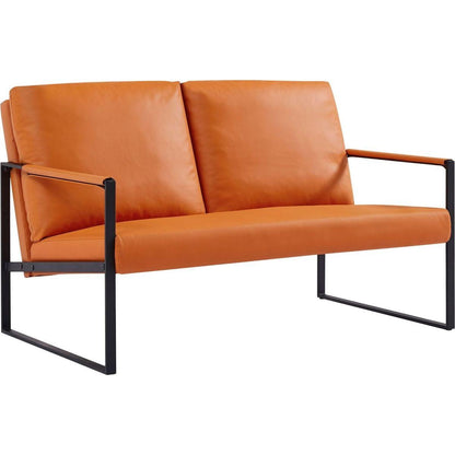 Lounge, living room, office or the reception area PVC leather accent arm chair with Extra thick padded backrest and seat cushion sofa chairs,Non-slip adsorption feet,sturdy metal frame,orange