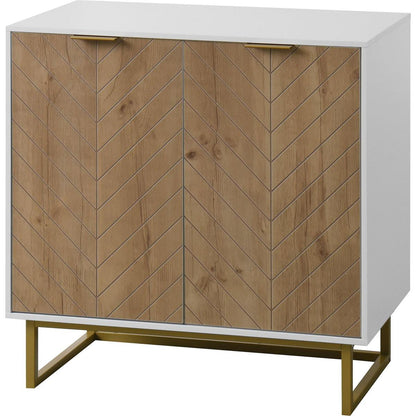 White and Gold Storage Cabinet with 2 Doors, Modern Buffet Sideboard Cabinet, Kitchen Buffet Cabinet with Storage Sideboard Buffet for Living Room
