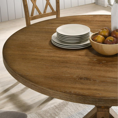 Windvale Cross-Buck Wood 5-Piece Counter Height Dining Set, Tan - Streamdale Furniture