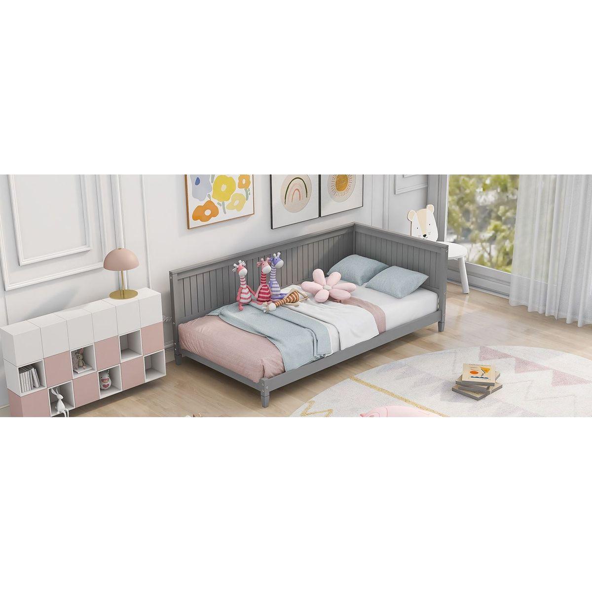 Twin Size Wood Daybed/Sofa Bed, Gray