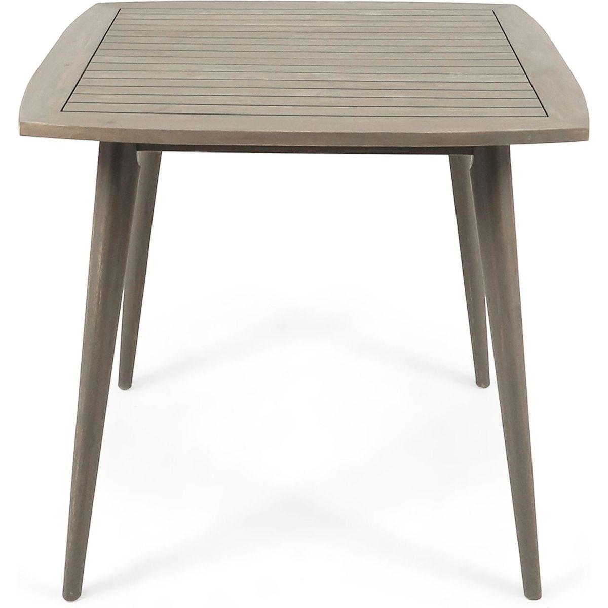 Outdoor Square Acacia Wood Dining Table with Straight Legs, Gray