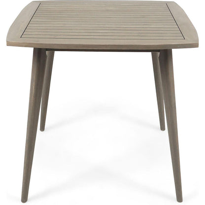 Outdoor Square Acacia Wood Dining Table with Straight Legs, Gray