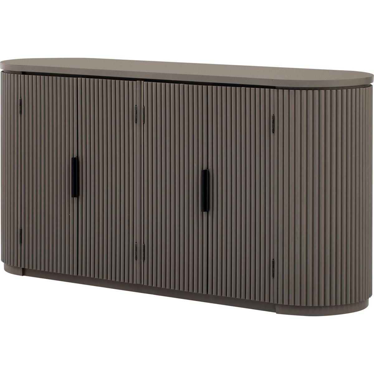 Vertical Striped Door Storage Cabinet with Metal Handles, Adjustable, Suitable for Study, Entryway and Living Room