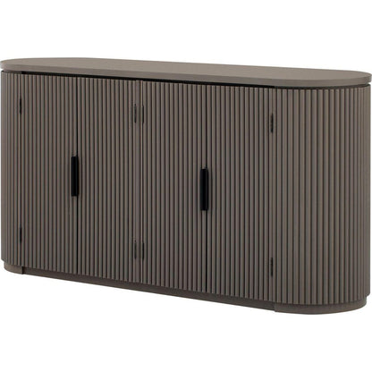 Vertical Striped Door Storage Cabinet with Metal Handles, Adjustable, Suitable for Study, Entryway and Living Room