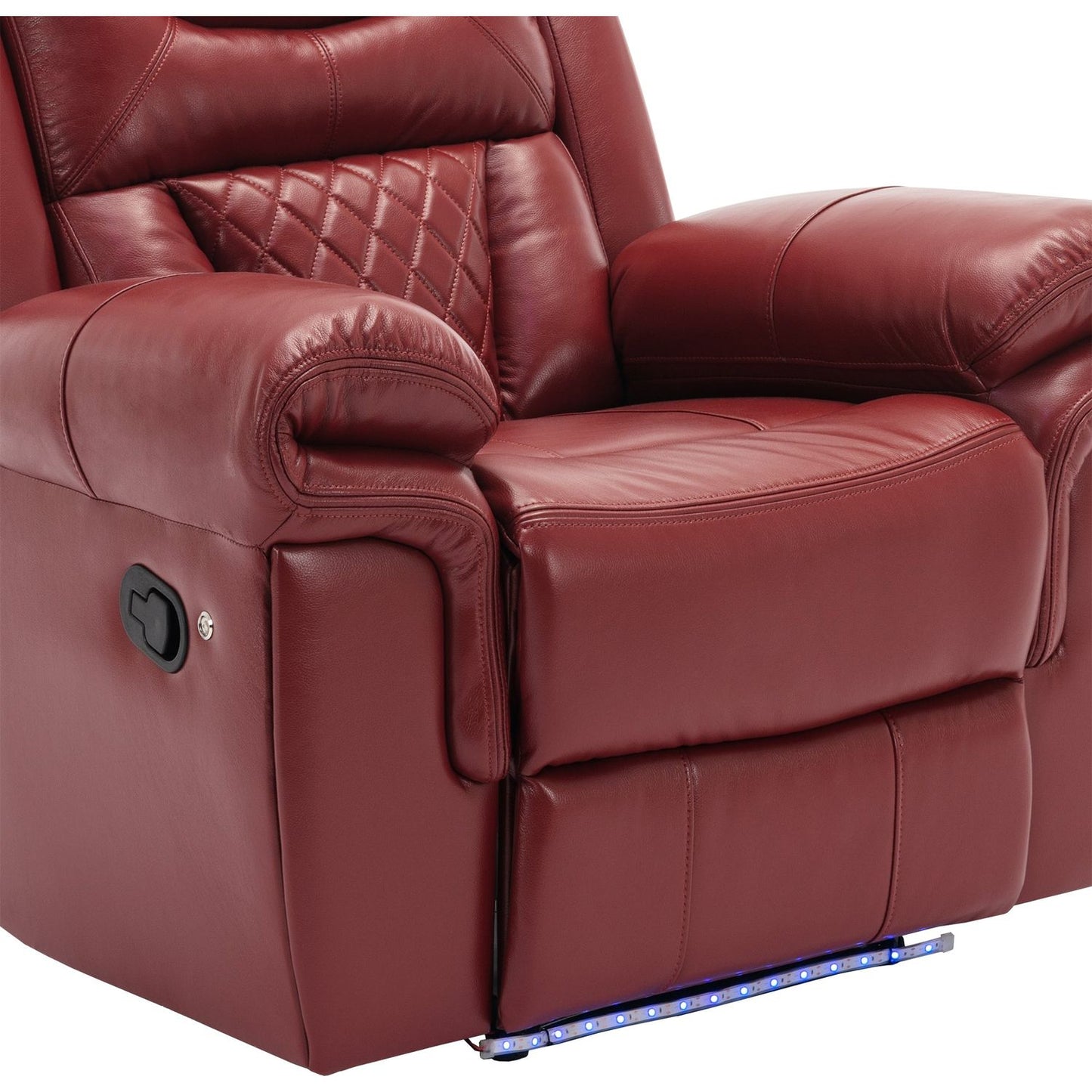 Home Theater Seating Manual Recliner Chair with LED Light Strip for Living Room,Bedroom, Wind Red