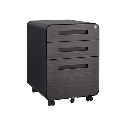 3 Drawer Mobile File Cabinet Under Desk Office,Simple Style Versatile Storage Cabinet for Legal/Letter/A4 Files, 5 Wheel Design Anti-Tilting Cold Rolled Steel Waterproof Moisture-Proof Black