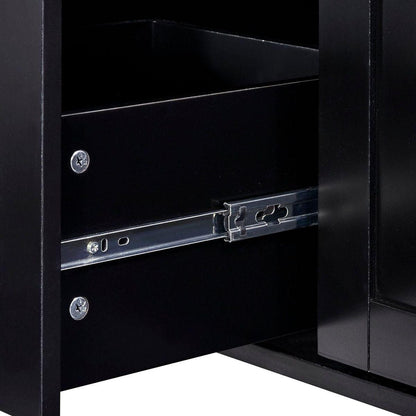 Rolling Kitchen Island with Storage, Kitchen Cart with Rubber Wood Top, 3 Drawer, 2 Slide-Out Shelf and Internal Storage Rack, Kitchen Island on Wheels with Spice Rack & Tower Rack, Black